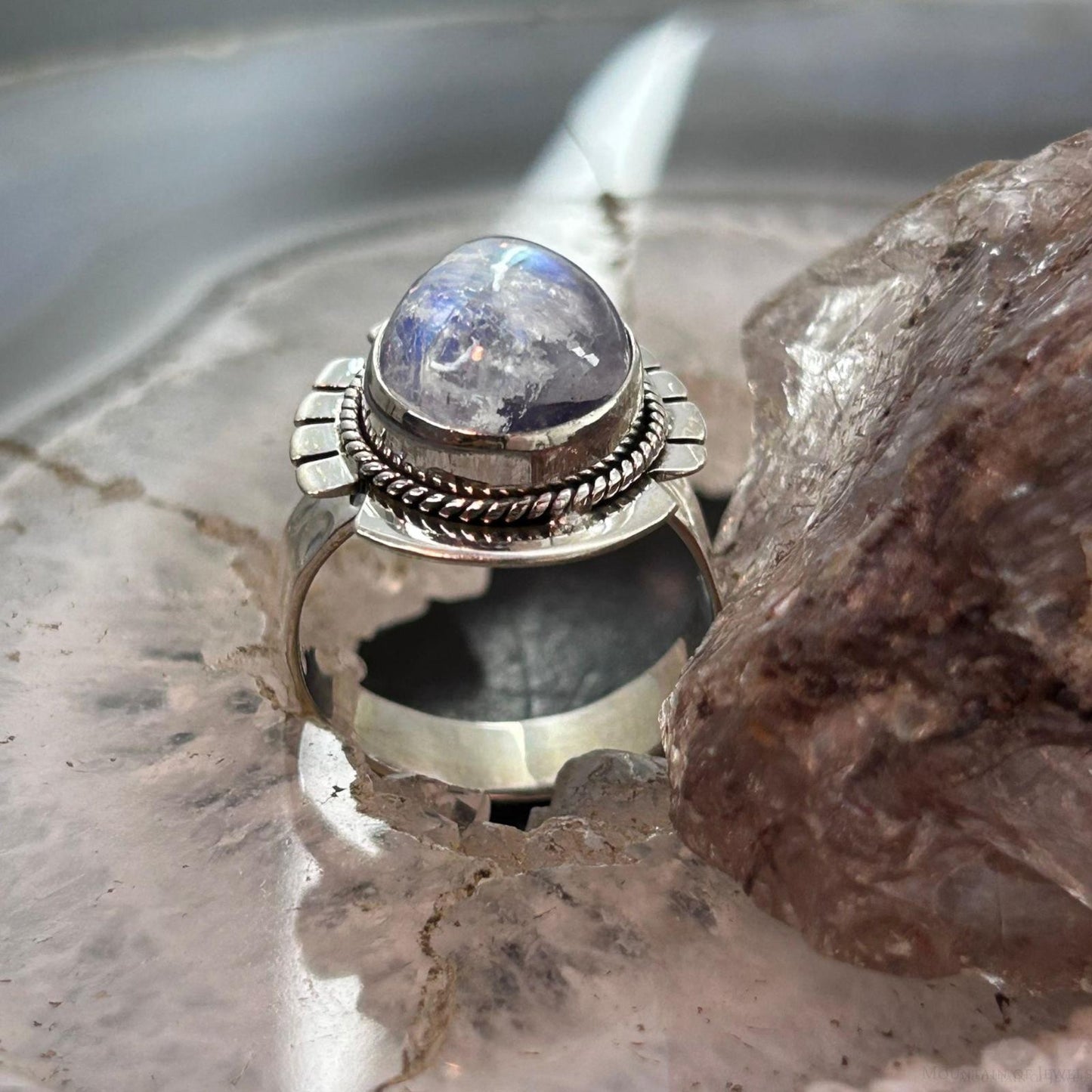 Sterling Silver Southwestern Style Teardrop Purple Rain Ring Size 8.5 For Women