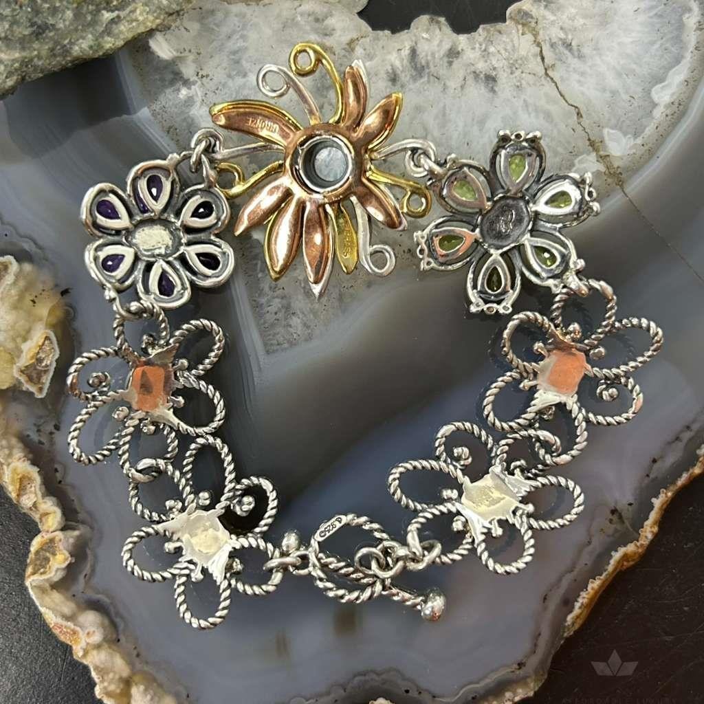 Carolyn Pollack Sterling Silver & Copper, Brass Flower Bracelet For Women