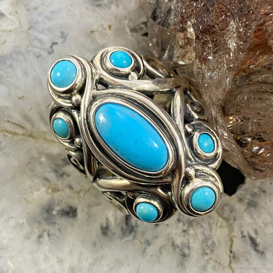 Carolyn Pollack Sterling Silver Turquoise Cluster Ring For Women, Size variety