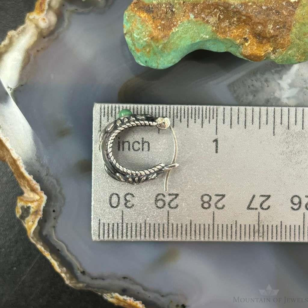 Carolyn Pollack Sterling Silver Round Green Turquoise Hoop Earrings For Women