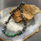 Sterling Silver Hematite & Malachite Beaded 18" Necklace For Women