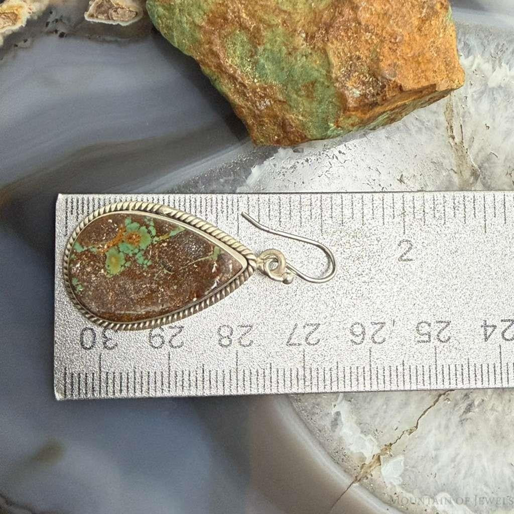 Sterling Southwestern Style Teardrop Turquoise Dangle Earrings For Women #2