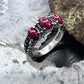 Carolyn Pollack Sterling Silver 3 Oval Red Jasper Decorated Ring For Women