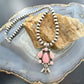 Running Bear Native American Sterling Pink Conch Pendant 15" Necklace For Women