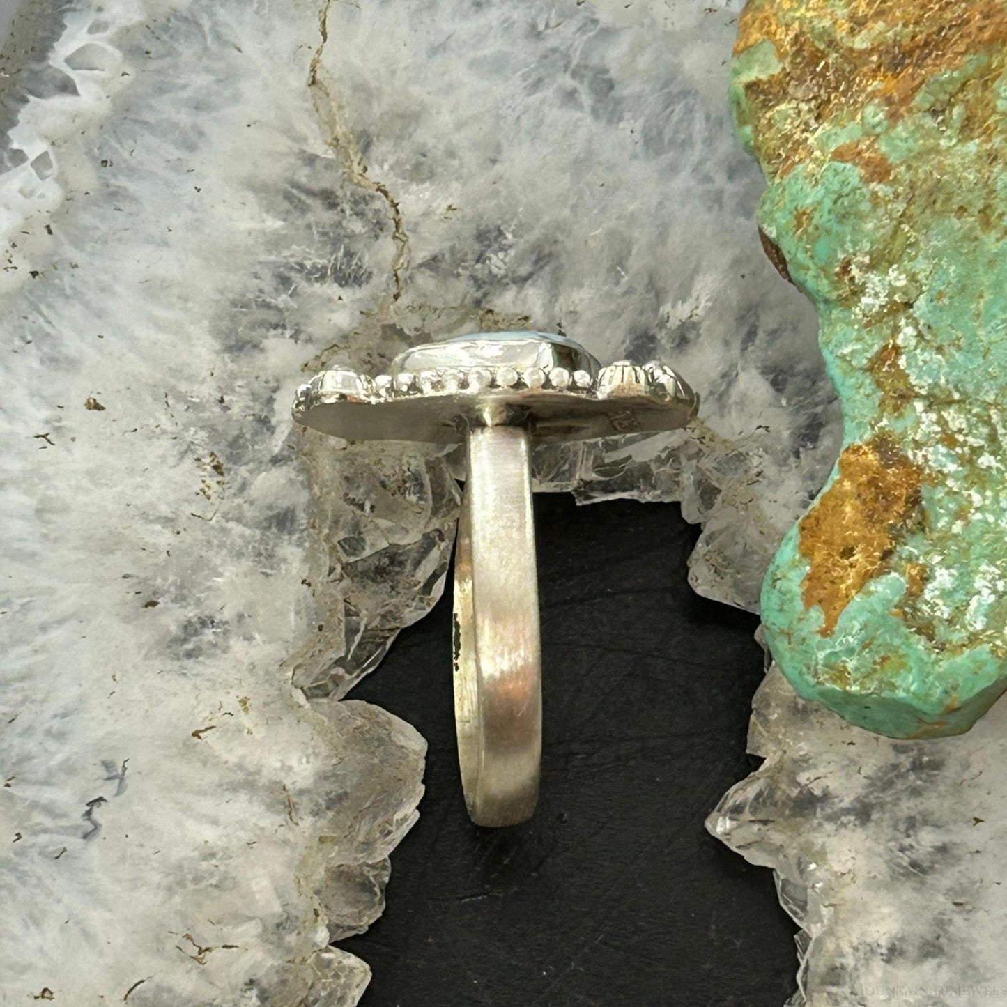 Sterling Silver Southwestern Style Golden Hill Turquoise Adjustable Ring For Women