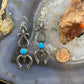 Kevin Billah Native American Sterling Silver Sandcast Turquoise Naja Dangle Earrings #4