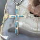 Cecilia Iule Vintage Native American Sterling Silver Turquoise Unisex Cross Pendant