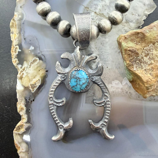 Eva & Linberg Billah Native American Sterling Silver Turquoise Unisex Naja Pendant