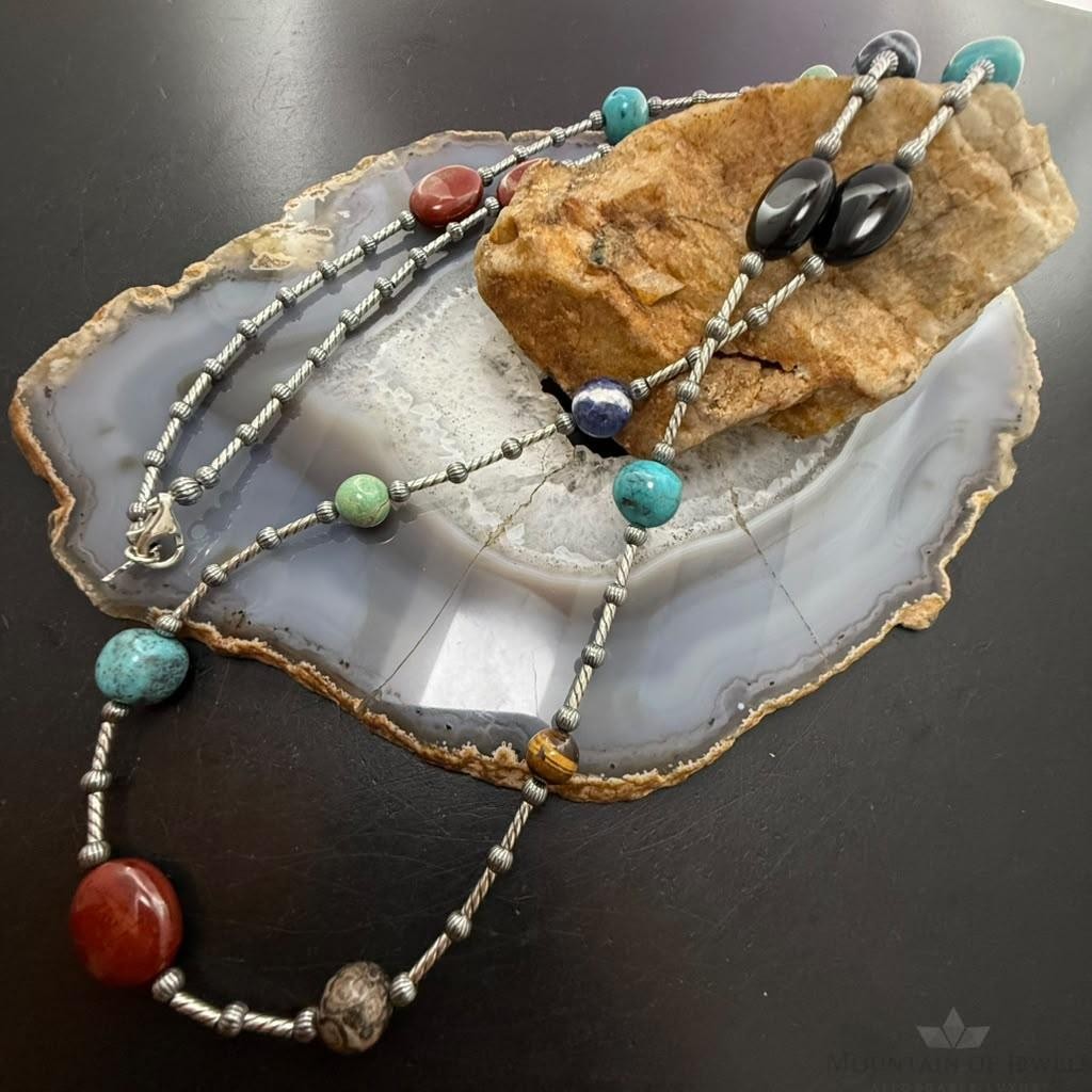 Carolyn Pollack Sterling Silver Multistone Beads 36" Necklace For Women