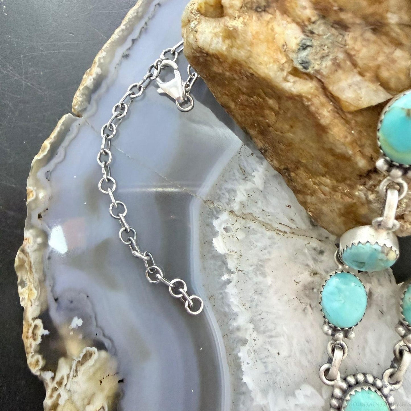 Sterling Silver Southwestern Style Mohave Turquoise Lariat 18"-20" Necklace For Women