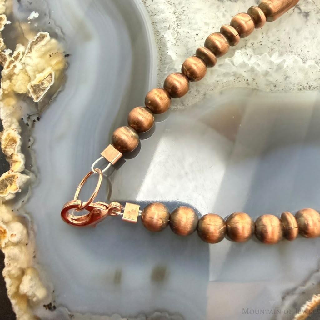 Southwestern Style 6-12mm Round,Saucer,Cylinder Copper Navajo Pearl 18" Necklace For Women