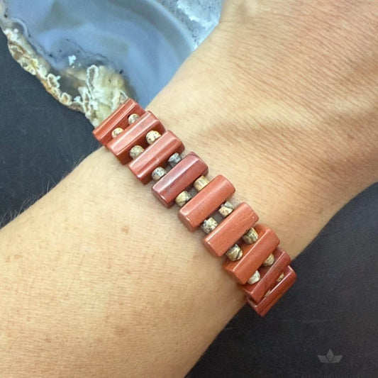 Carolyn Pollack Sterling Silver Rectangle Red Jasper Stretch Bracelet For Women
