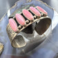 Native Americn Sterling Silver Elongated Pink Conch Single Row Bracelet For Women