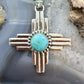 Sterling Silver Southwestern Style Rounded Mohave Turquoise Unisex Zia Pendant