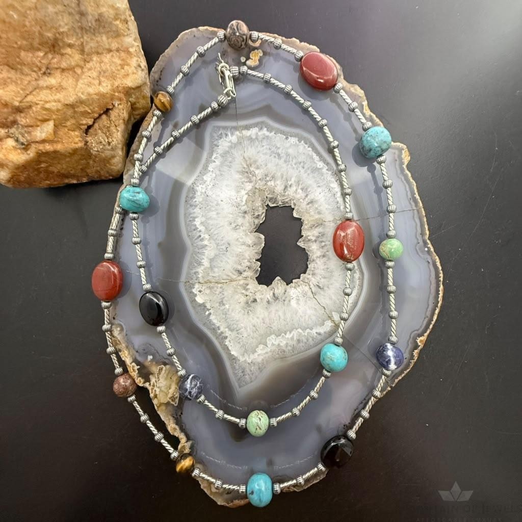 Carolyn Pollack Sterling Silver Multistone Beads 36" Necklace For Women