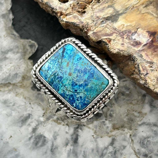 Sterling Silver Southwestern Style Shattuckite Decorated Bar Ring Size 7 For Women