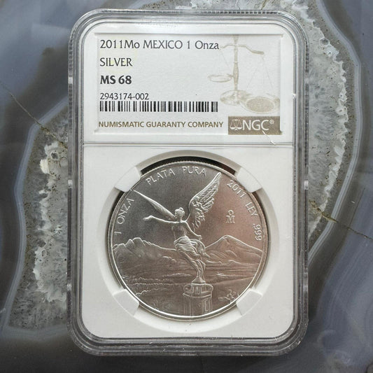 2011 Mexico One Ounce Libertad 999 Fine Silver NGC MS68 #2943174-002
