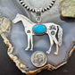 Sterling Silver Turquoise Stamped w/Indigenous Symbols Horse Unisex Pendant
