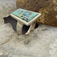 Vinatge Signed Native American Sterling Silver Inlay Turquoise Ring Size 6 For Women