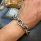 Signed Vintage Heavy Silver Chunky Oval Link 8" Fashion Bracelet For Women