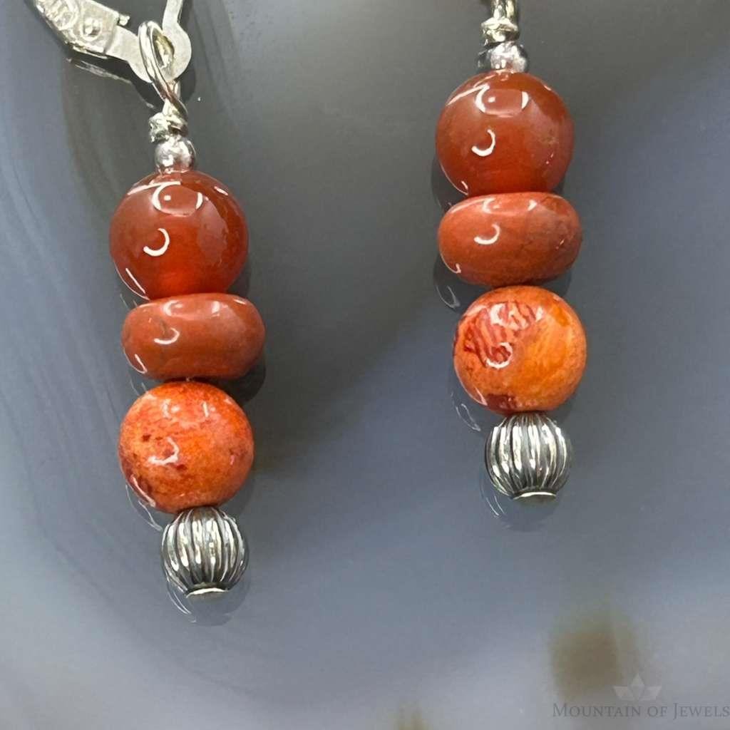 Carolyn Pollack Sterling Silver Carnelian & Red Jasper Dangle Earrings For Women