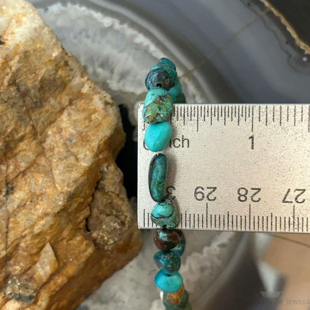 Sterling Silver Natural Turquoise Beads 7" Bracelet For Women #1