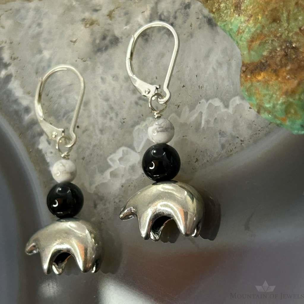 Carolyn Pollack Sterling Silver Fetish Bear w/Beads Dangle Earrings For Women