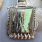 Sterling Silver Southwestern Style Square Blackjack Turquoise Pendant For Women