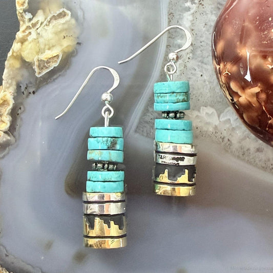 Tommy & Rosita Singer Sterling Silver Turquoise Beads Dangle Earrings For Women