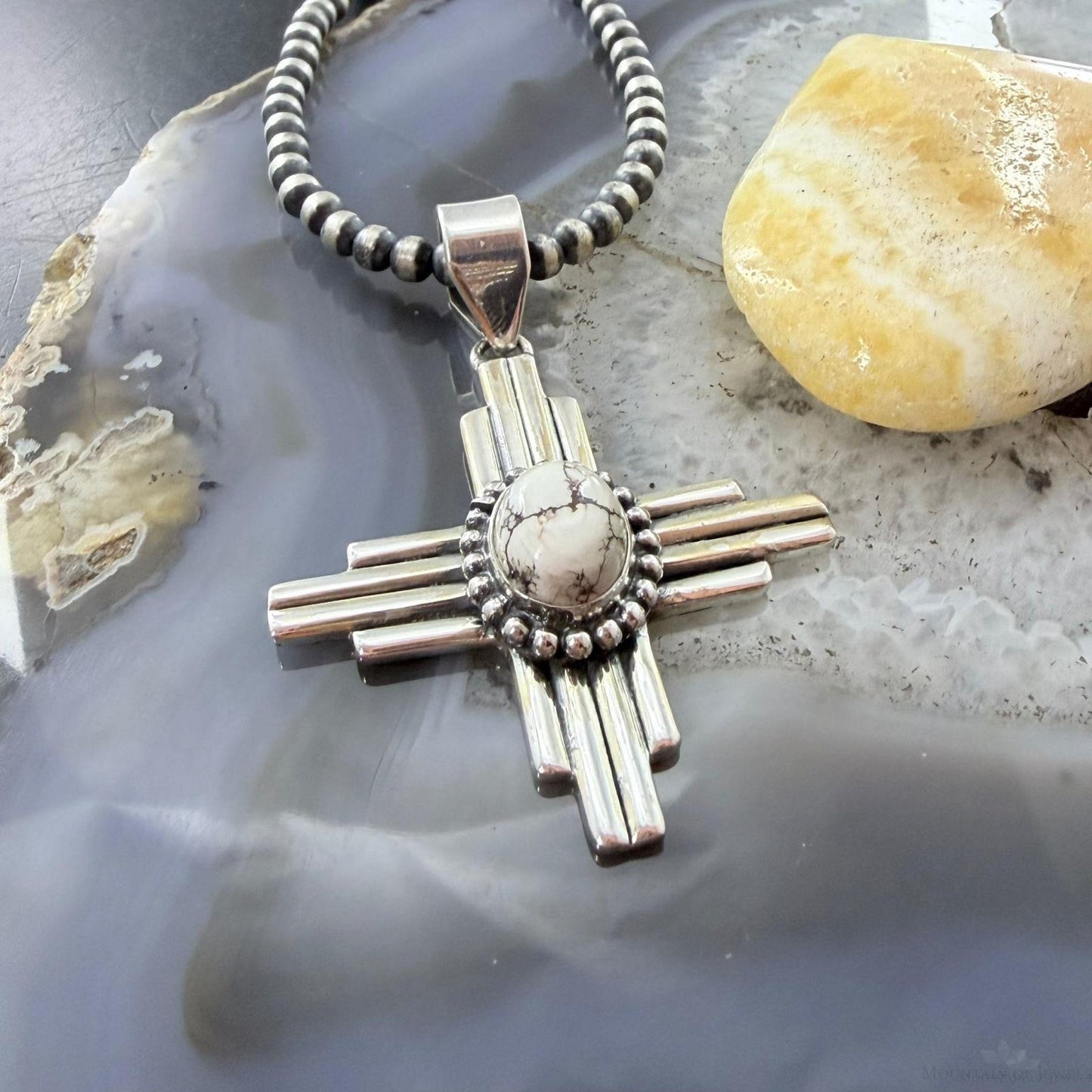 Sterling Silver Southwestern Style Oval Wild Horse Unisex Zia Pendant