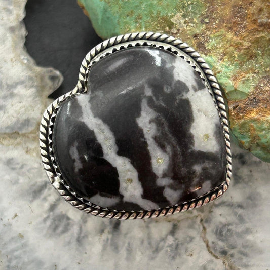Sterling Silver Southwestern Style White Buffalo Heart Shape Ring Size 10 For Women