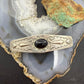 Signed Vintage Sterling Silver Native American Onyx Stamped Hair Barrette For Women