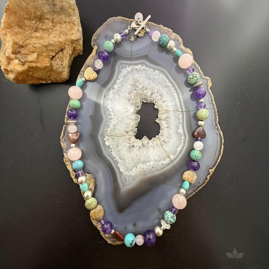 Carolyn Pollack Sterling Silver Multistone Beads 18" Necklace For Women #1