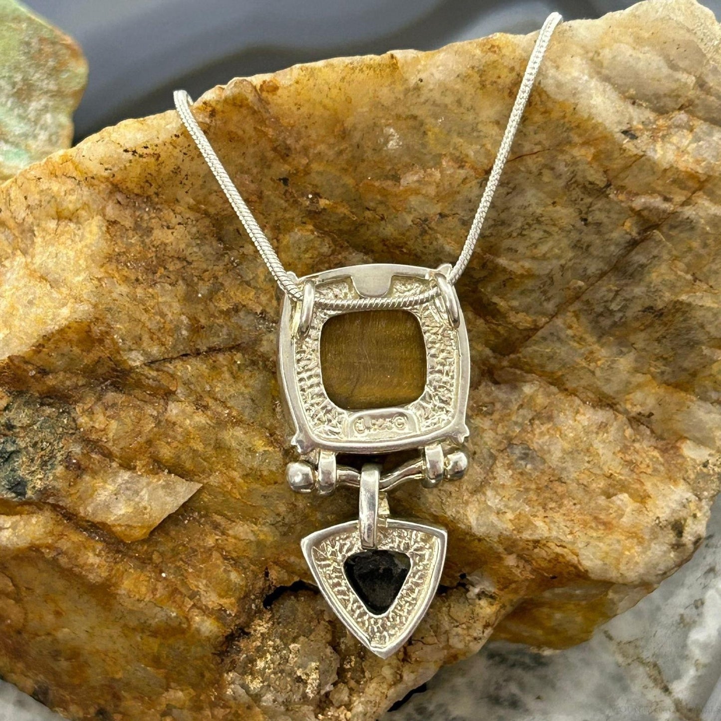 Carolyn Pollack Sterling Silver Tiger's Eye & Onyx 18" Necklace For Women