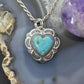 QT Quoc Sterling Silver Southwestern Style Turquoise Heart Pendant For Women