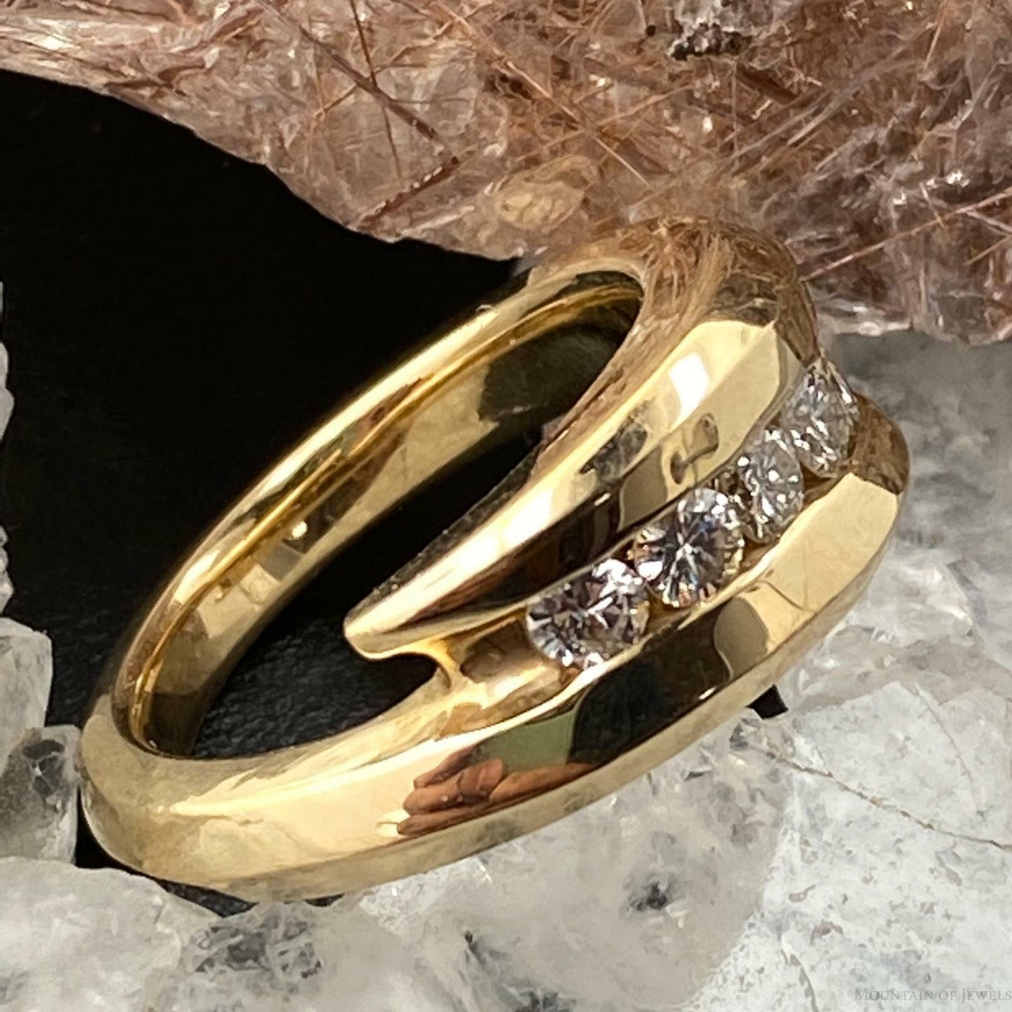 14K Yellow Gold Diamonds Bridal Ring Size 5.5