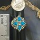 Carolyn Pollack Southwestern Style Sterling Silver 4 Sleeping Beauty Turquoise Cluster Ring For Women