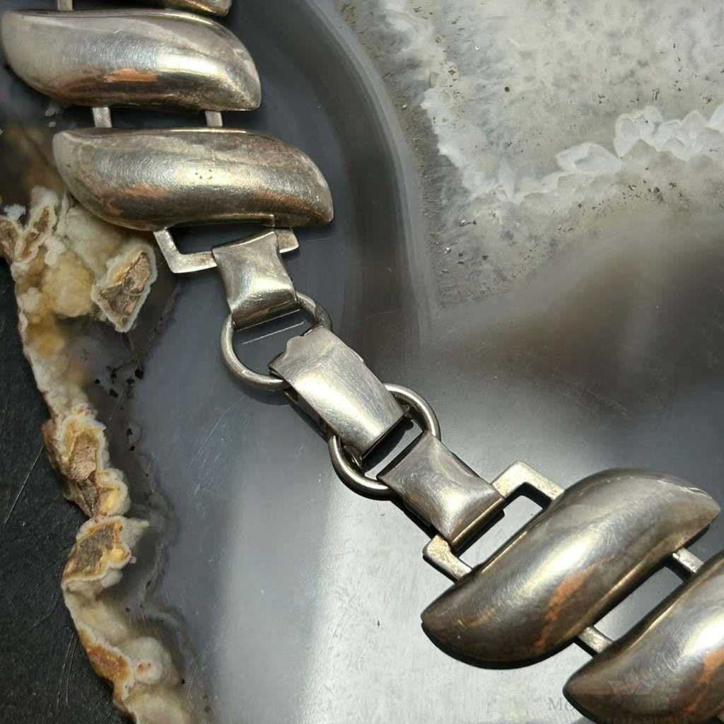 Vintage Sterling Silver Leaf Style 15" Linked Necklace For Women