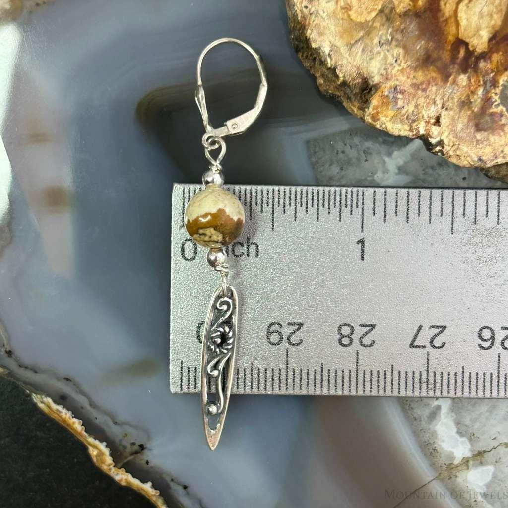 Carolyn Pollack Sterling Silver Picture Jasper Bead Decorated Dangle Earrings For Women