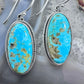 Native American Sterling Silver Elongated Oval Turquoise Dangle Earrings For Women