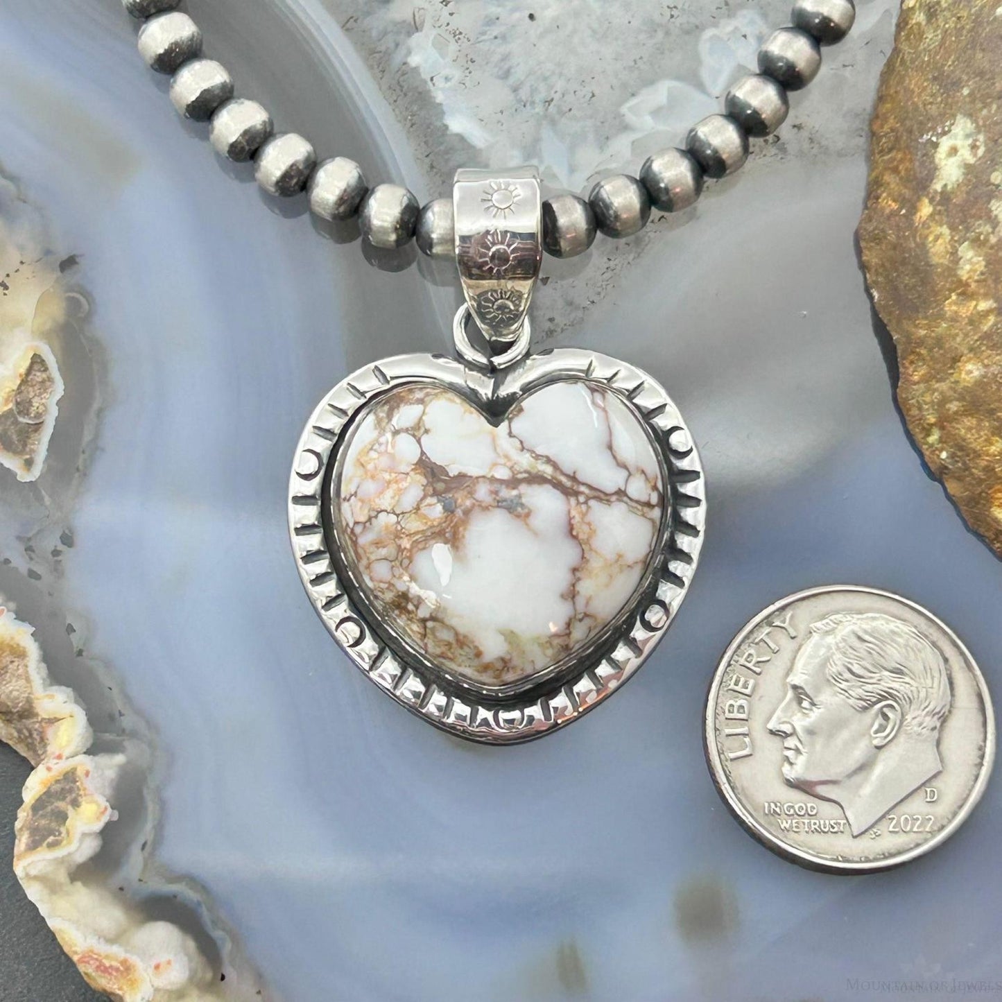 Sterling Silver Southwestern Style Wild Horse Decorated Heart Pendant For Women #1