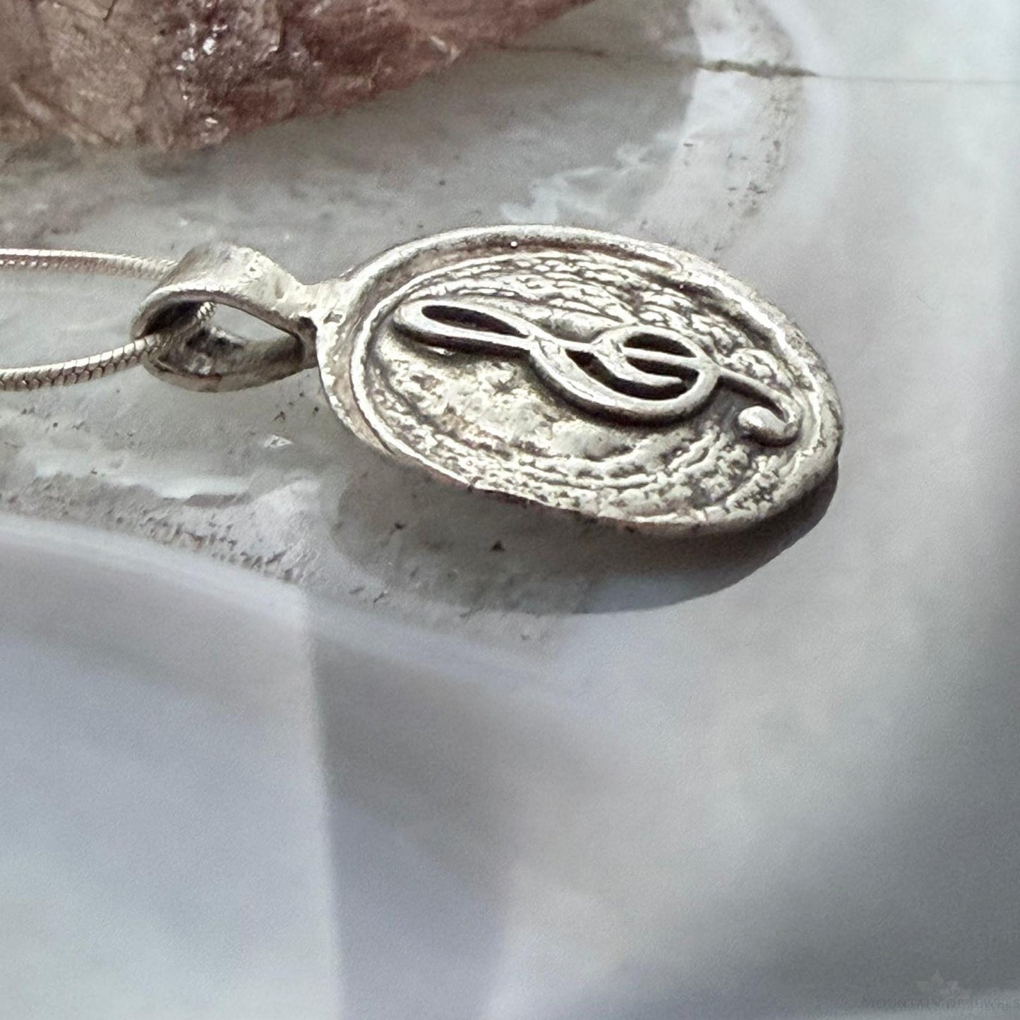 Vintage Sterling Silver Treble Clef Unisex Pendant