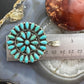Sterling Silver Southwestern Style Teardrop Turquoise Round Cluster Pendant For Women
