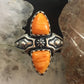 Carolyn Pollack Southwestern Style Sterling Silver Orange Spiny Oyster Ring For Women