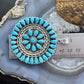 Sterling Silver Southwestern Style Turquoise Decorated Round Cluster Pendant For Women