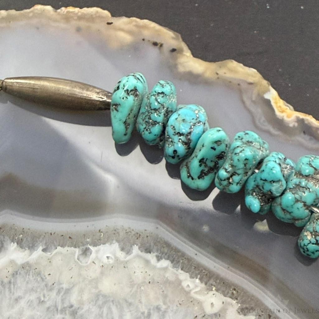 Vintage Native American Natural Nugget Turquoise Beads 18" Necklace For Women