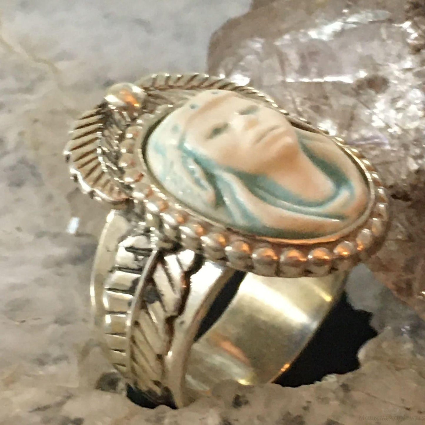 Carolyn Pollack Southwestern Style Sterling Silver Porcelain Maiden Cameo Ring For Women