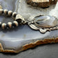 Sterling Silver Southwestern Style Oval Moss Agate Tube Decorated Pendant For Women