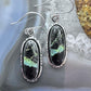 Native American Sterling Silver Oval Blackjack Dangle Earrings For Women