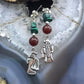 Carolyn Pollack Sterling Silver Malachite & Carnelian Father Christmas Dangle Earrings For Women